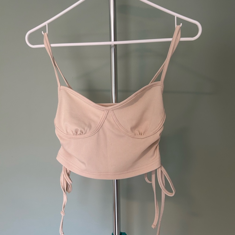 SHEIN Cropped Cream Bralette Ribbed Tank Top